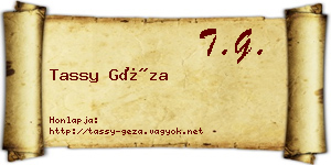 Tassy Géza névjegykártya