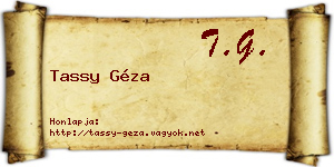 Tassy Géza névjegykártya